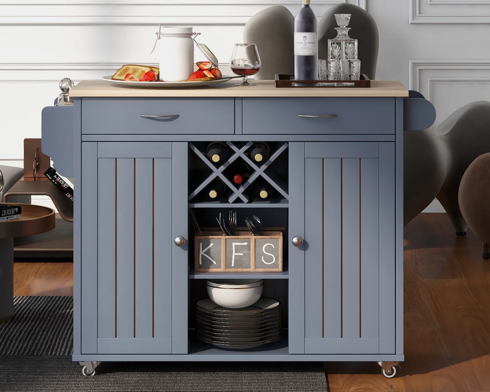 kitchen island with shelves